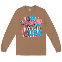 Toasted Coconut God Blessed the USA Long Sleeve Tee - FaDigitalArtStudio