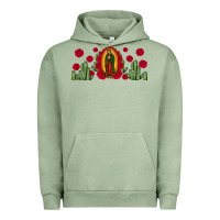 Pigment Oil Green lady of Guadalupe cactus rose Urban Hoodie - JahusDesignShop