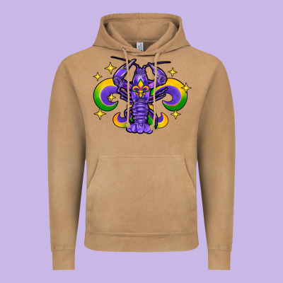 Mardi Gras Crawfish Vintage Hoodie Designed By Fadigitalartstudio