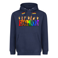 Navy human with hands and pride flags Heavyweight Hoodie - AdoDesignShop