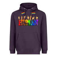 Plum human with hands and pride flags Heavyweight Hoodie - AdoDesignShop