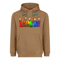 Toasted Coconut human with hands and pride flags Heavyweight Hoodie - AdoDesignShop