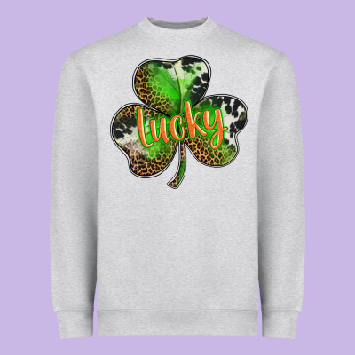St. Patricks Day Lucky Shamrock Heavyweight Sweatshirt Designed By Barkaloodesign