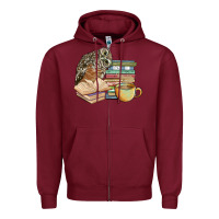 Burgundy owl and books Zipper Hoodie - BarkalooDesign