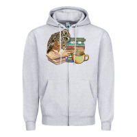Heather Grey owl and books Zipper Hoodie - BarkalooDesign