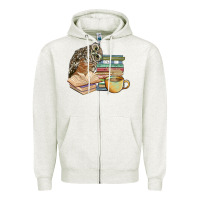 Oatmeal Heather owl and books Zipper Hoodie - BarkalooDesign