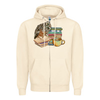 Sandshell owl and books Zipper Hoodie - BarkalooDesign