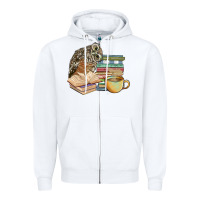 White owl and books Zipper Hoodie - BarkalooDesign