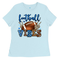 Baby Blue Football vibes blue and grey team color Ladies Tee - HowdyJamesFarm