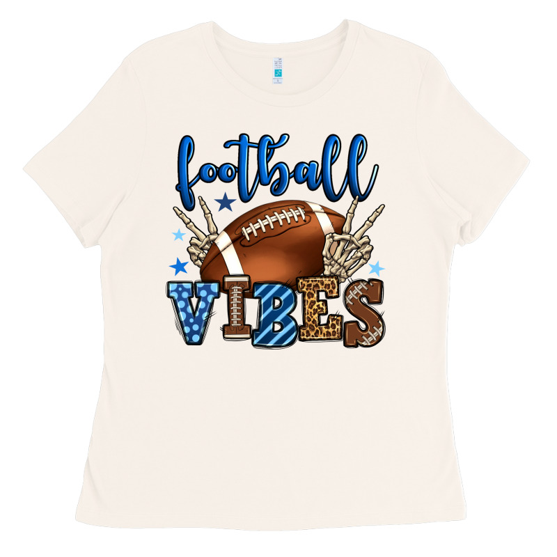 Football Vibes Blue And Grey Team Color Ladies Tee by HowdyJamesFarm | Teevron