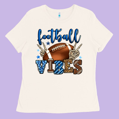 Football Vibes Blue And Grey Team Color Ladies Tee Designed By Howdyjamesfarm