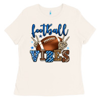 Bone Football vibes blue and grey team color Ladies Tee - HowdyJamesFarm
