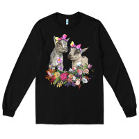 Black floral baby goats Long Sleeve Tee - RanaPortraitStore