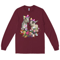 Burgundy floral baby goats Long Sleeve Tee - RanaPortraitStore