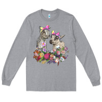 Heather Grey floral baby goats Long Sleeve Tee - RanaPortraitStore