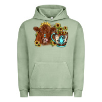 Pigment Oil Green sunflower coffee cup red angus gemstone Urban Hoodie - JahusDesignShop