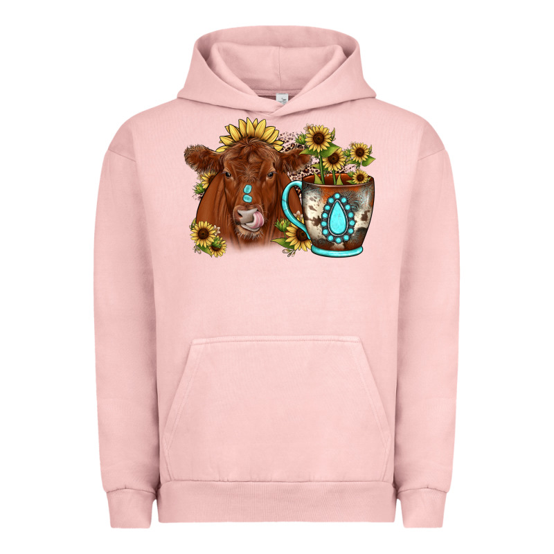 Sunflower Coffee Cup Red Angus Gemstone Urban Hoodie by JahusDesignShop | Teevron