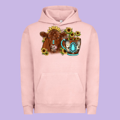 Sunflower Coffee Cup Red Angus Gemstone Urban Hoodie Designed By Jahusdesignshop