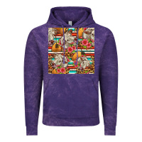 Cloud Purple western cow with hay and flowers seamless pattern Vintage Hoodie - FaDigitalArtStudio