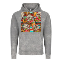 Cloud Rock western cow with hay and flowers seamless pattern Vintage Hoodie - FaDigitalArtStudio