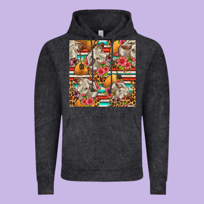 Western Cow With Hay And Flowers Seamless Pattern Vintage Hoodie Designed By Fadigitalartstudio