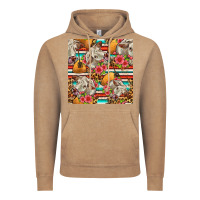 Vintage Coffee western cow with hay and flowers seamless pattern Vintage Hoodie - FaDigitalArtStudio