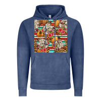 Vintage Denim western cow with hay and flowers seamless pattern Vintage Hoodie - FaDigitalArtStudio