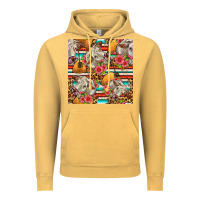 Vintage Mustard western cow with hay and flowers seamless pattern Vintage Hoodie - FaDigitalArtStudio