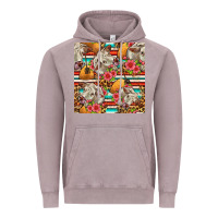 Vintage Zinc western cow with hay and flowers seamless pattern Vintage Hoodie - FaDigitalArtStudio