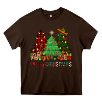 Chocolate Brown merry christmas trees Heavy Core Tee - NancyCooperArtShop
