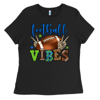 Black Football vibes green and blue Ladies Tee - HowdyJamesFarm