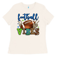 Bone Football vibes green and blue Ladies Tee - HowdyJamesFarm
