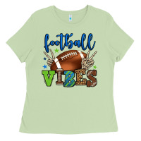 Football Vibes Green And Blue Ladies Tee | Teevron