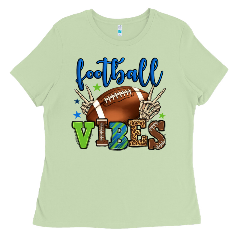 Football Vibes Green And Blue Ladies Tee by HowdyJamesFarm | Teevron