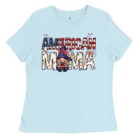Baby Blue American mama with gnome Mother's Day Ladies Tee - HowdyJamesFarm