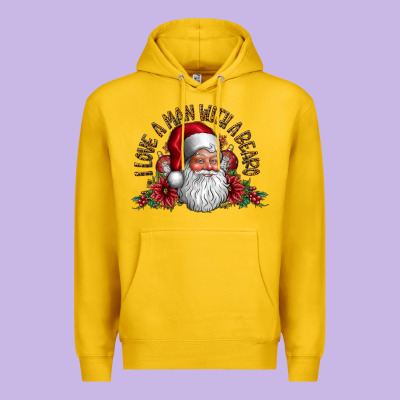 I Love A Man With Beard Premium Hoodie Designed By Cowhidedigitalart