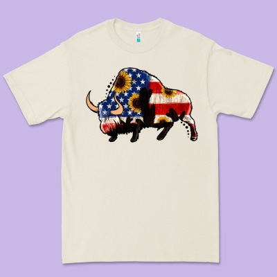 American Flag Bison Premium Tee Designed By Jasminsmagicworld
