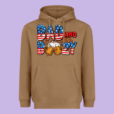 Bad And Boozy Usa Heavyweight Hoodie Designed By Adodesignshop