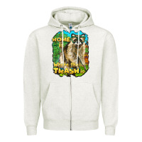 Oatmeal Heather raccoon home is where the trash is Zipper Hoodie - BarkalooDesign