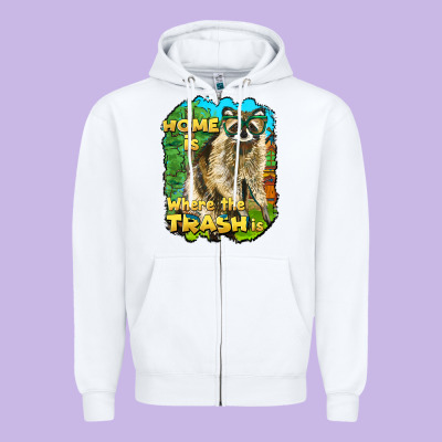 Raccoon Home Is Where The Trash Is Zipper Hoodie Designed By Barkaloodesign