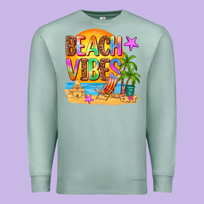 Beach Vibes Premium Sweatshirt Designed By Adodesignshop