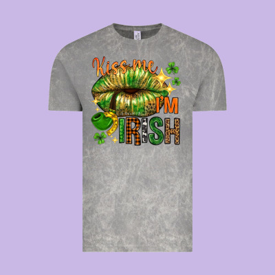 St. Patrick's Kiss Me I'm Irish With Lip Vintage Tee Designed By Howdyjamesfarm