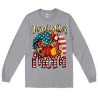 Heather Grey Firefighter mom Long Sleeve Tee - FaDigitalArtStudio