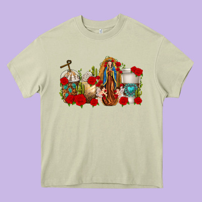 Lady Of Guadalupe Coffee Cups Heavy Core Tee Designed By Texasbilliewilder