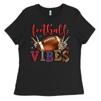 Black Football vibes red and blue Ladies Tee - HowdyJamesFarm