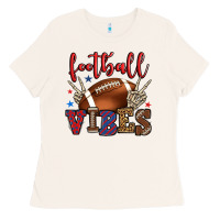 Bone Football vibes red and blue Ladies Tee - HowdyJamesFarm
