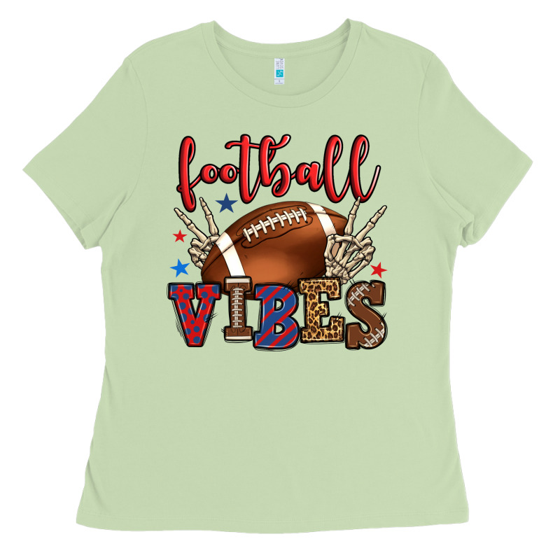 Football Vibes Red And Blue Ladies Tee by HowdyJamesFarm | Teevron