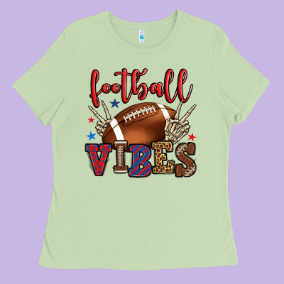 Football Vibes Red And Blue Ladies Tee Designed By Howdyjamesfarm