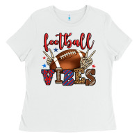 White Football vibes red and blue Ladies Tee - HowdyJamesFarm