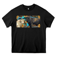 Black Charolais and black angus bull with sunflower and leopard Heavy Core Tee - RanaPortraitStore